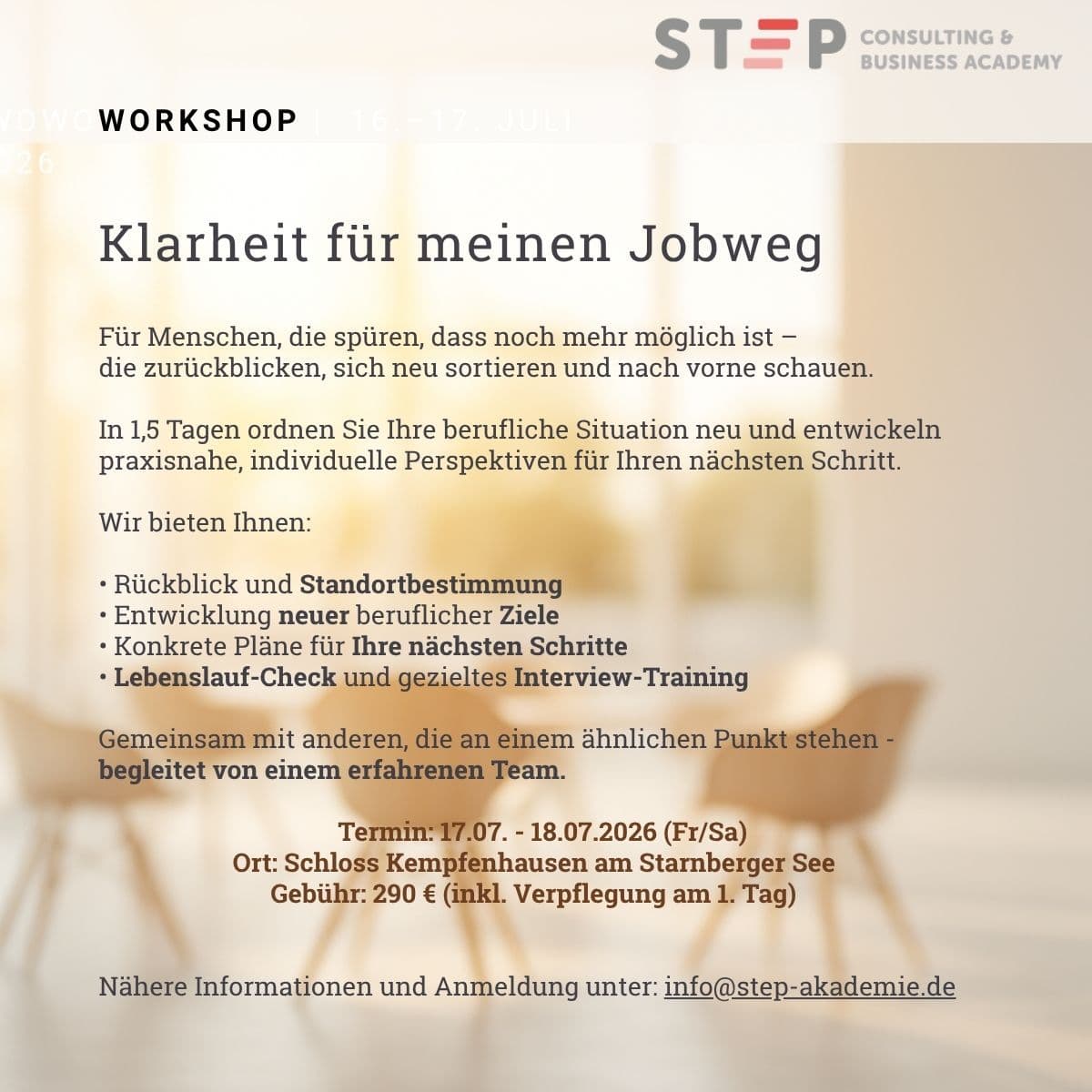 Workshop Klarheit für meinen Jobweg – STEP Consulting & Business Academy